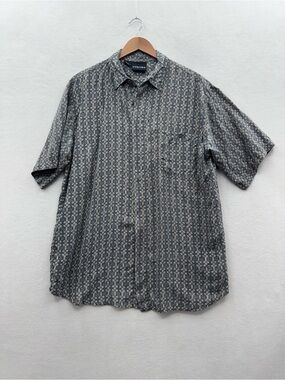 Colore Italia Mens Large 100% Silk Button Down Shirt Paisley Geometric